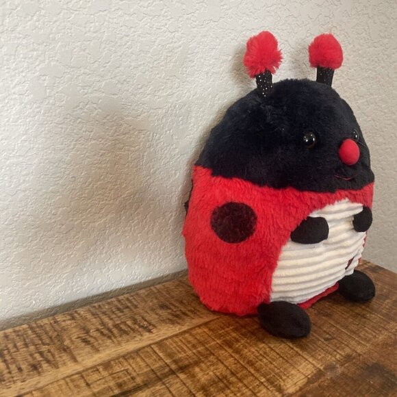 Hug Me Ladybug 12 in Stuffed Animal Plush Red Black Polka Dots Glitter Hearts - Picture 3 of 7